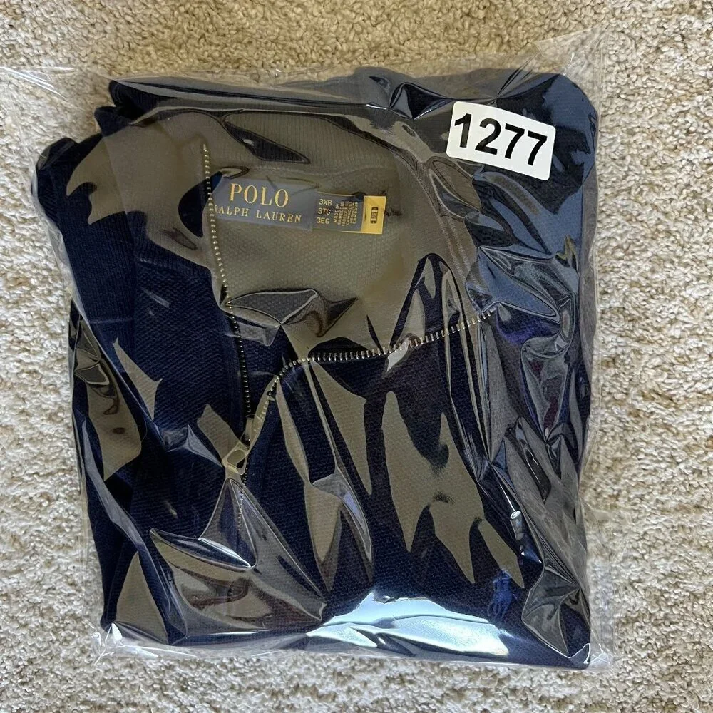 Polo Ralph Lauren Mens 3XB Navy 1/4 Zip Pullover Sweater Quiet Luxury Minimalist